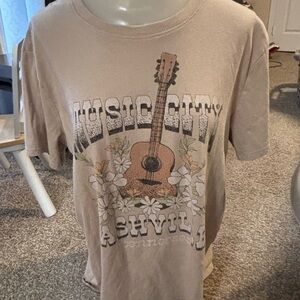 Tan Graphic T-Shirt with nashville Design